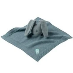 Nattou Doudou Plat En Tricot Lapin Bleu-vert Lapidou