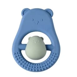 NATTOU Anneau De Dentition En Silicone Maman Et Bébé Bleu